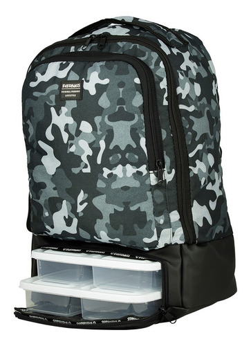 Imagem 4 de 9 de Mochila Térmica Fitness Marmita Notebook Everbags Camu Cinza