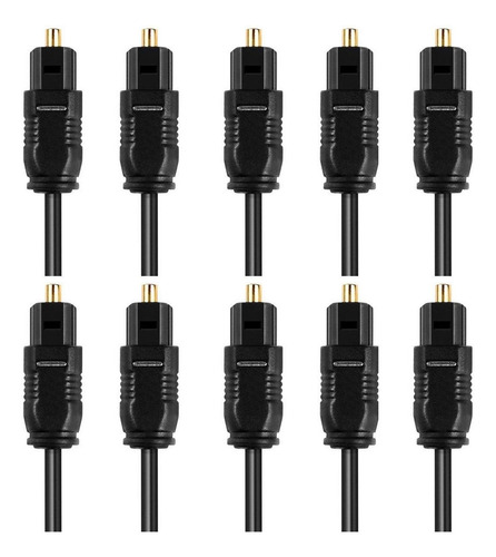 Imagem 1 de 6 de Kit 10 Cabo Optico Audio Digital Som Tv Home 3m Spdif Lt-20