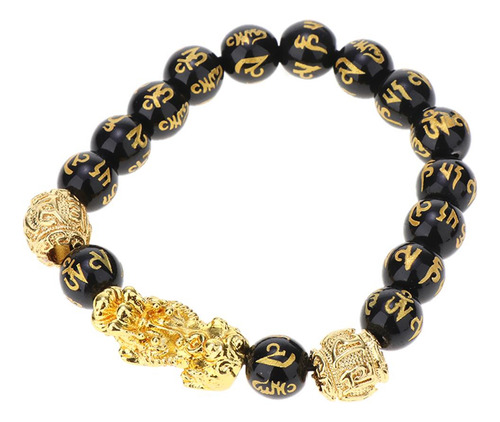 Pulsera De Xiu Oro Regalo De Pulsera De Obsidiana 10mm