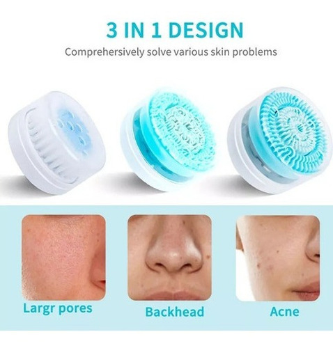 Cepillo De Limpieza Facial Electrico Multifuncional 3 En 1 Color Celeste