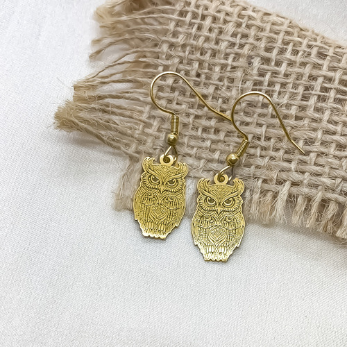 Aros Buho Lechuza Oro 18k Macizo