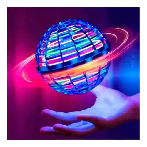 Spinner Esfera Pelota Voladora Con Luces Pila Recargable Azul