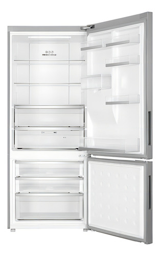 Refrigerador Bottom Freezer 423.5l Inox Haier Hbm425em Color Plateado