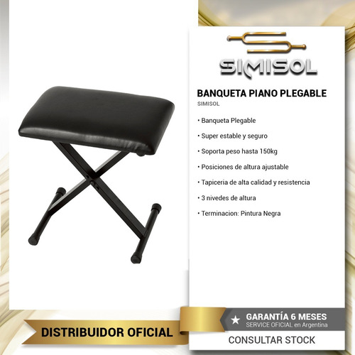 Banqueta Piano Teclado Simisol - Plegable 3 Alturas - Envio