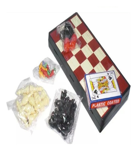 Tablero Multijuego Magnético Ajedrez Card Lud Dama 4en1 -421