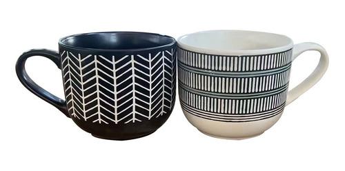 Set X6 Mug Ceramica 530ml Blanco/negro Con Diseño