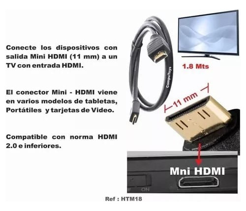 Cable Hdmi A Mini Hdmi Macho A Macho 1.8m