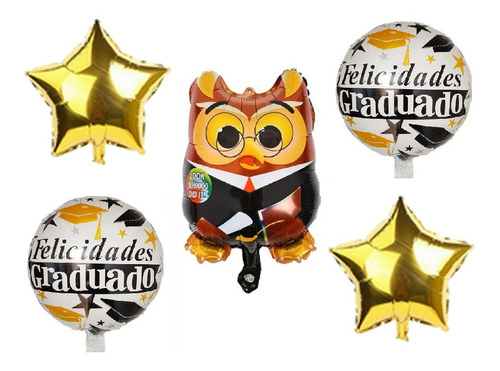 Globos Graduacion Combo Birretes Buho Graduando Toga 