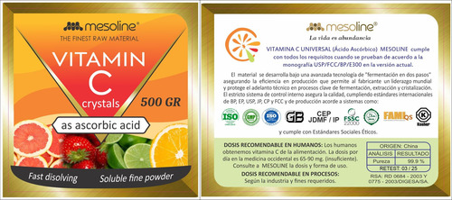 Vitamina C Mega Dosis 25g 50ml Y Ácido Ascórbico 1kg