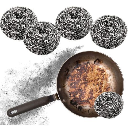 Set 4 Fibras Metálicas Espiral Para Lavar Trastes Cocina 