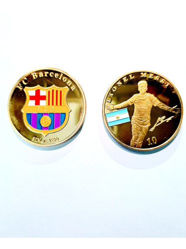 Moneda Lionel Messi Barcelona#10 Firmada Chapada En Oro-2022