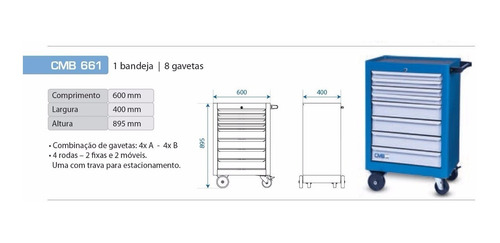 Armario Para Taller 8 Cajones 600x400x895mm Cmb G P