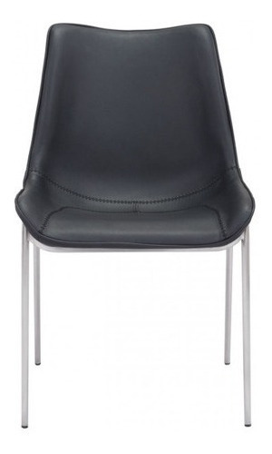 Silla De Comedor Magnus Negro/acero Këssa Cdmx Color de la estructura de la silla Plata Color del asiento Negro Diseño de la tela Liso