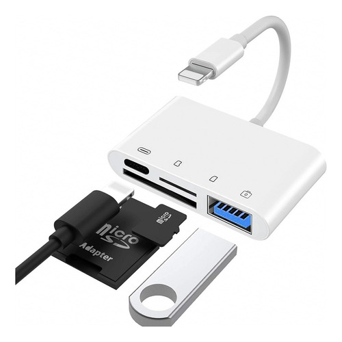 Adaptador Sd/tf Lector De Tarjetas 4in1 Para iPad iPhone