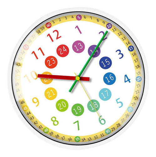 X Reloj De Pared Para Niños, Silencioso, Colorido,