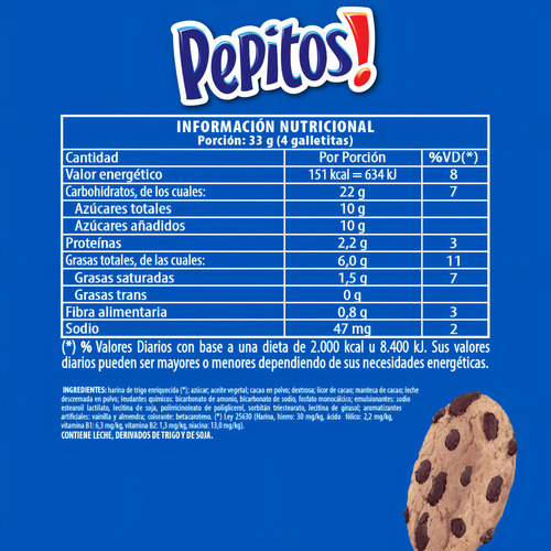 Galletitas Pepitos Con Chips De Chocolate 119g