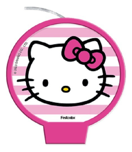 Vela Plana Aniversário Hello Kitty - C/1 Unidade - Festcolor