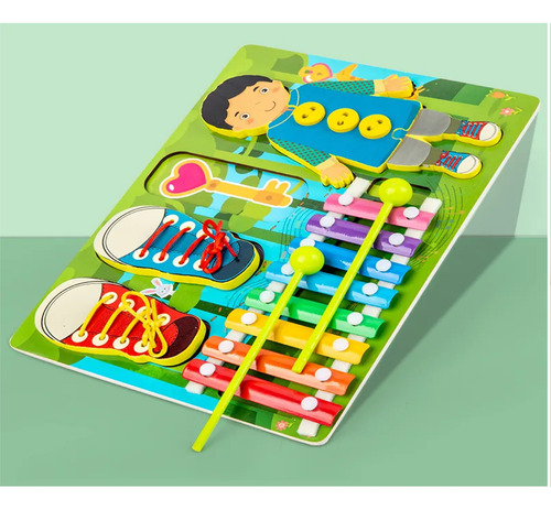 Juego Didáctico Tablero Madera Xilófono Pasador Encaje -653