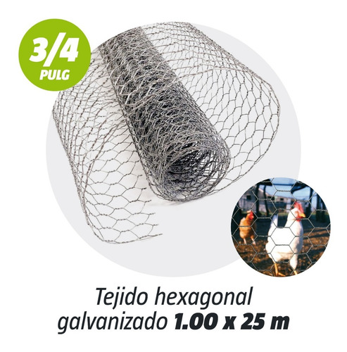 Tejido Malla Hexagonal Galv. 3/4' X 1.00 Mt. X 25 Mts Kroner