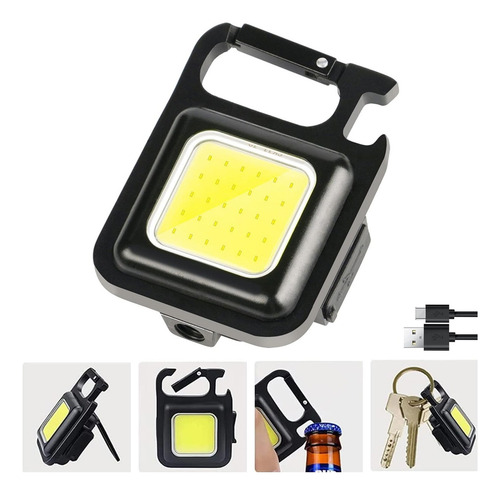 Lámpara Led Recargable Portátil ,campamento,luz De Llavero Negro Blanco