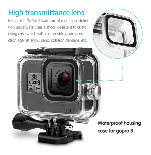Imagen 4 de 10 de Case Protector Carcasa Sumergible Gopro Hero 8 Black 60m
