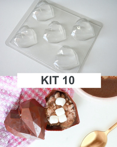 Kit 10 Moldes De Acetato Hot Chocolate Heart Bombs 5