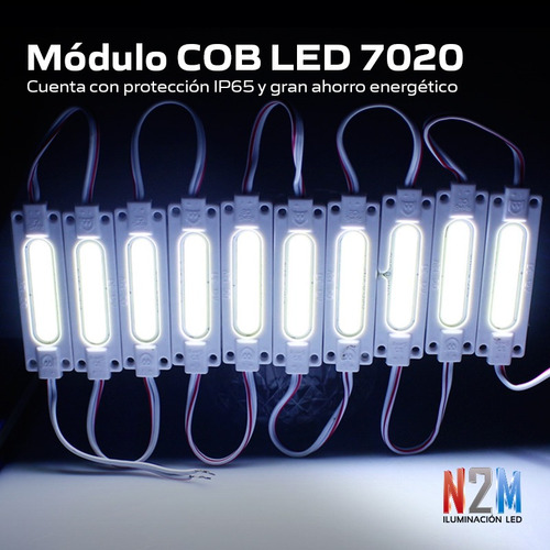 Modulo Led 7020 Cob 1 Chip 180 Lm Blanco Frio 12v Exterior Ultra Brillo Pack 10