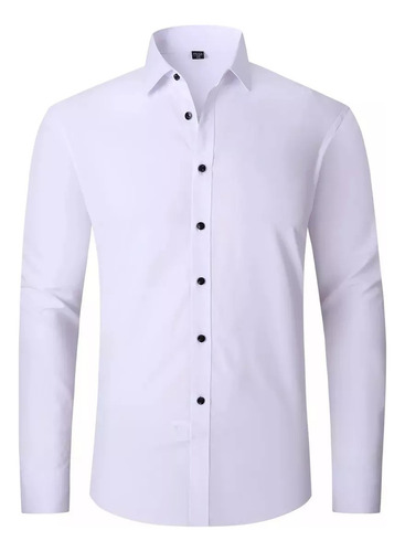 Camisa Delgada De Negocios Simple Antiarrugas Para Hombres