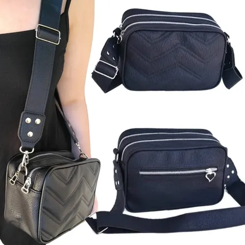 Cartera Bandolera Mujer Cuero Pu Correa Larga Moderna Doble