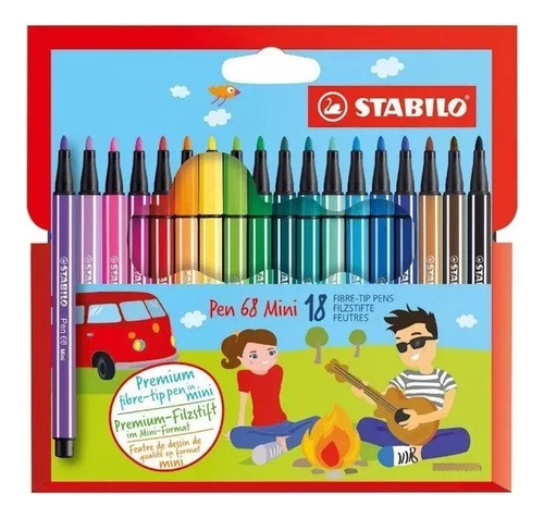 Marcadores Stabilo Pen 68 Mini En Estuche X 18 Colores