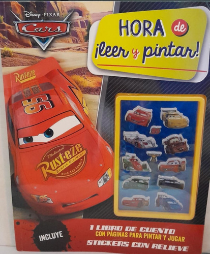 Hora De Leer Y Pintar - Cars - Stickers Con Relieve