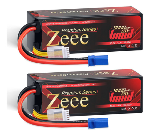 Zeee Premium Series 4s Lipo Bateria 9000mah 15.2v Hv Lipo 12