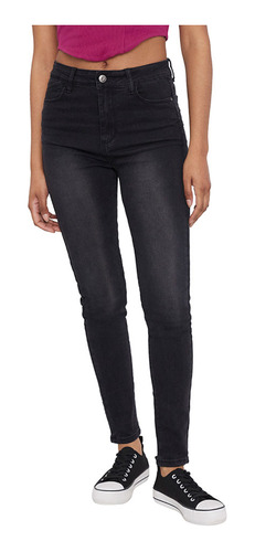 Jeans Mujer Skinny Básico Push Up Negro  Corona