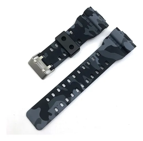 comprar Pulseira De Silicone Compatível Relógio Casio G-shock Ga-100 Cor Cinza Camuflada