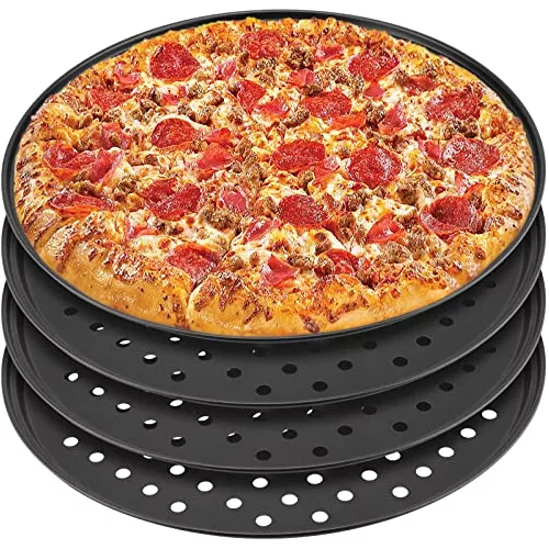 Bandeja de horno negra para pizza, bandeja para pizza, bandeja para hornear  pizza, bandeja para hornear para el hogar, restaurante, cocina, parrilla