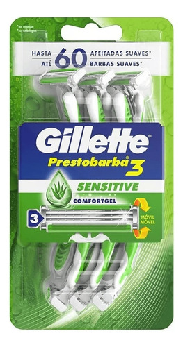 Máquina Para Afeitar Gillette Prestobarba3 Sensitive 6 Un