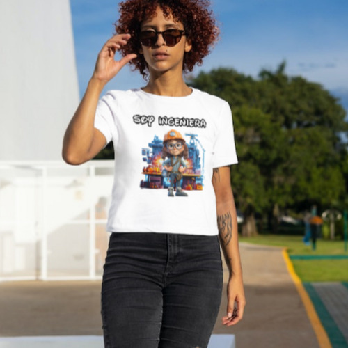 Playera De Mujer Ingeniera Animada Profesiones