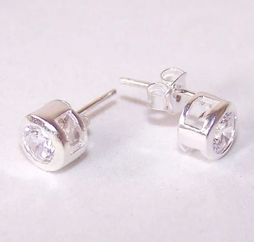 Aros Susanos Con Cubic Zircon Plata 925 Italiana 6mm