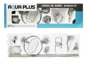 Juego De Accesorios Para Baño 6 Pzs, Metalico. Aquaplus