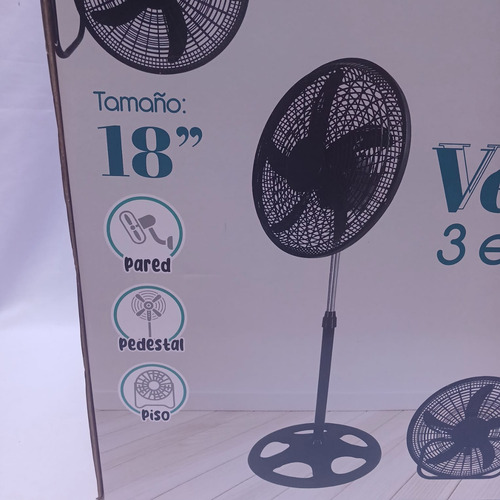 Ventilador 3 En 1 Piso Pedestal Y Pared 18in 5 Aspas 45.72 Cm 60hz Negro Negro Plástico 5