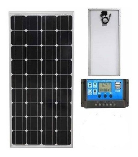 Imagen 1 de 3 de Panel Solar 50w Monocristalino Controlador De Carga Bateria