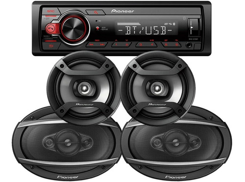 Combo Stereo Pioneer 215 Bluetooth Usb + Parlantes 6x9 + 6,5