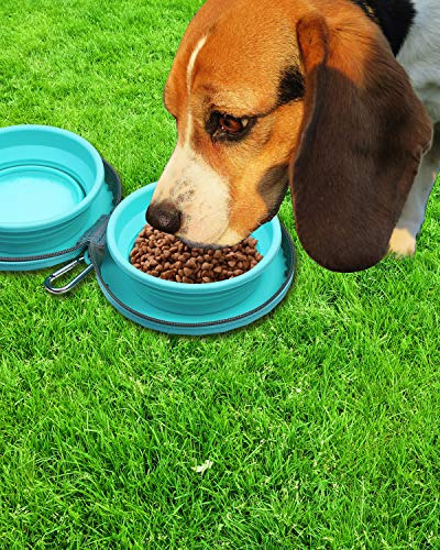 Cuencos Plegables Silicona Perros Gemelos Funda Cremallera 2