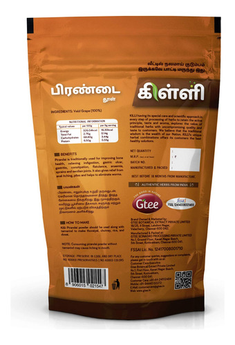 Killi Pirandai Polvo Cissus Quadrangularis 100g Tradicional