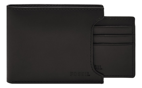 Cartera Hombre Fossil Derrick Sliding De Piel Color Negro