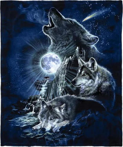 Dawhud Direct Manta De Forro Polar De Lobo Aullando A La Lun
