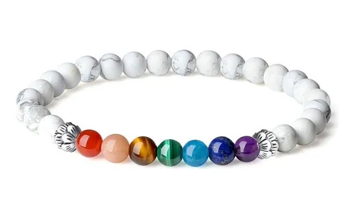Pulsera Piedra Natural 7 Chakras Howlita 6mm