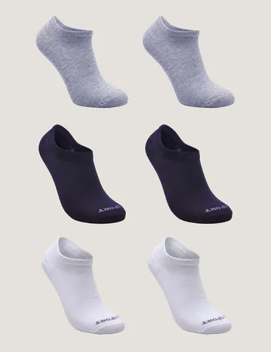 Kit De 6 Pares De Meias Masculino E Feminino Sapatilha Lupo Cinza/branco/preto Liso 33-36