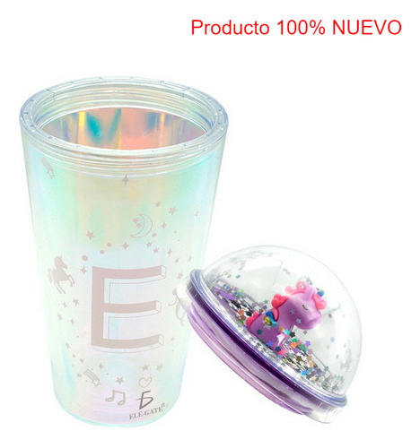 Vaso Con Popote Y Tapa De Cupula Con Letra