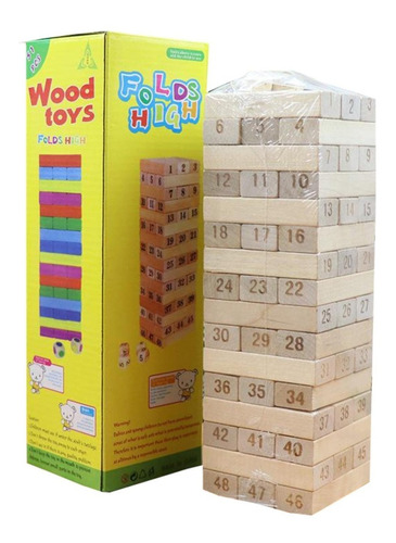 Jenga 48 Piezas - Fichas Con Números- Con Dados- Juegos